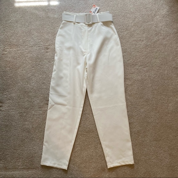 WHITE PANTS WITH BELT - Picture 7 of 10